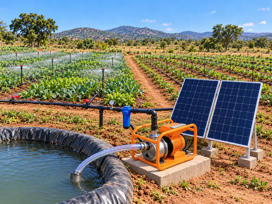 Kit SunSprink: bomba solar a alimentar micro-aspersores numa horta